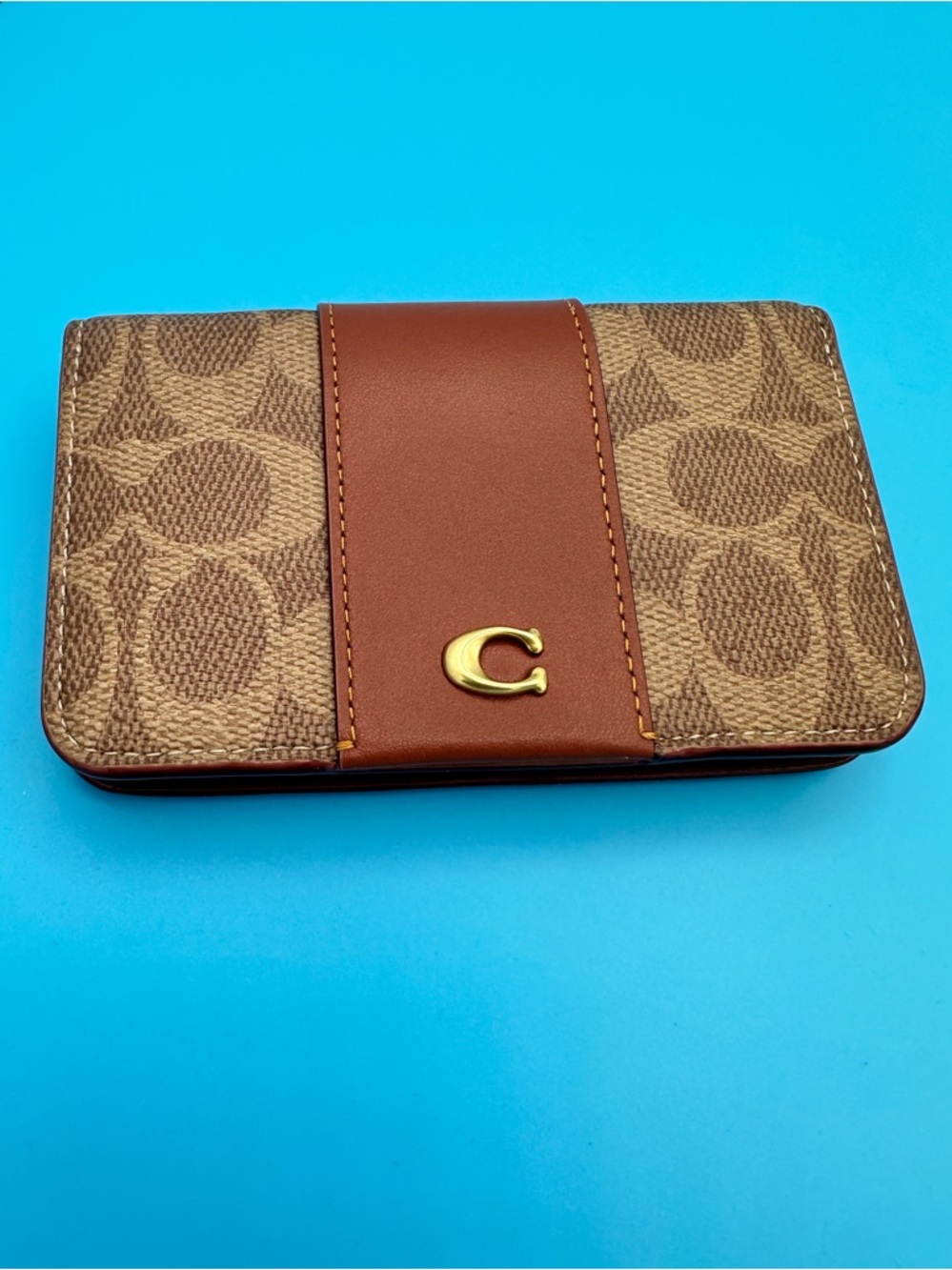 NEW! Coach Essential Slim Card Case.  Brass/Tan Caramel. Brand new with tags.